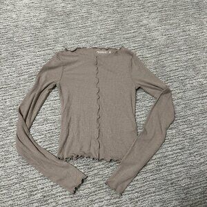 Abercrombie Beige Long Sleeve Top